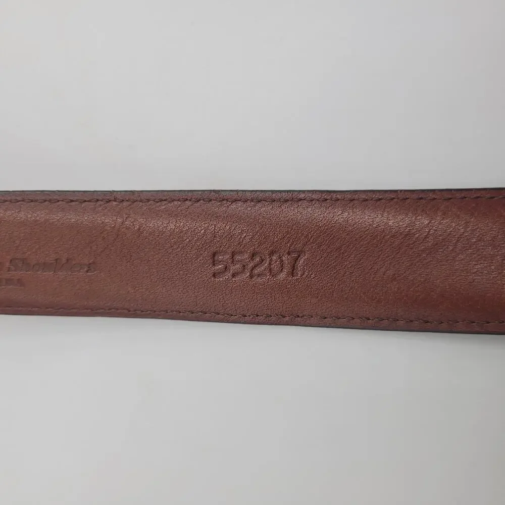 Torino Belt 38 Brown Leather Glazed Aniline Kipskin Shoulder Brass Buckle USA